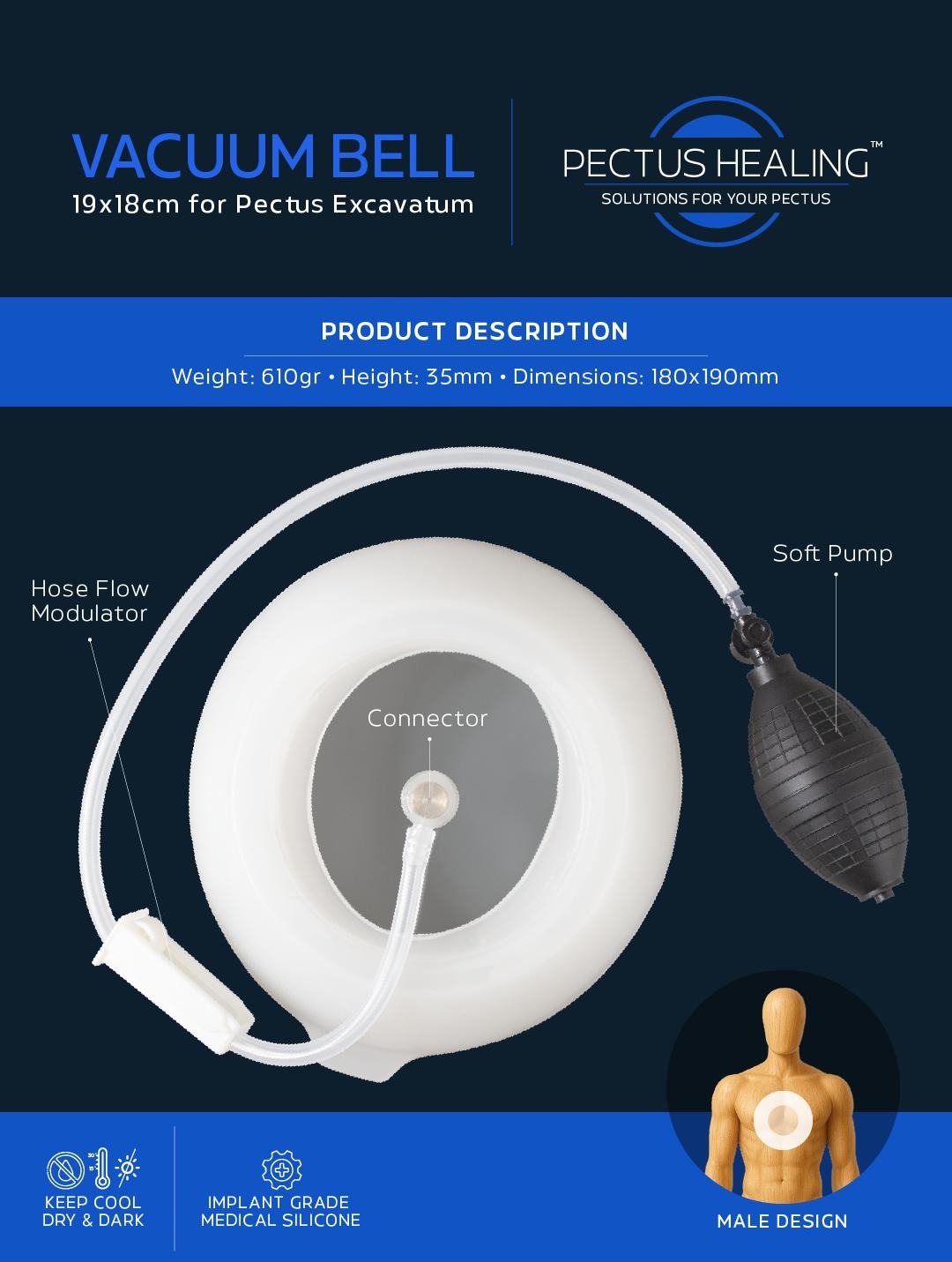 VACUUM BELL 19 x 18 CM for Pectus Excavatum by Pectus Healing